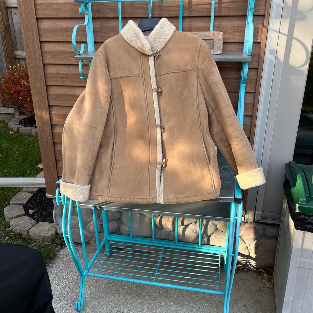 Talbots Faux Suede Sherpa Lined Coat -Size L